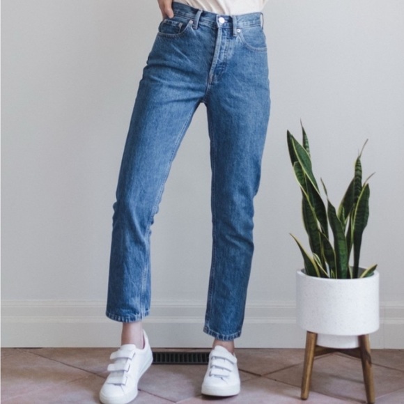 🌻 EVERLANE 27 CROP Women’s THE 90s CHEEKY MOM Jeans Denim Ankle Medium Blue - Picture 11 of 11